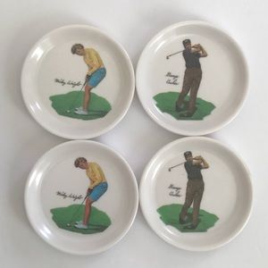 Vintage Wilson Golf coasters - set of 4 - George Archer and Mickey Wright